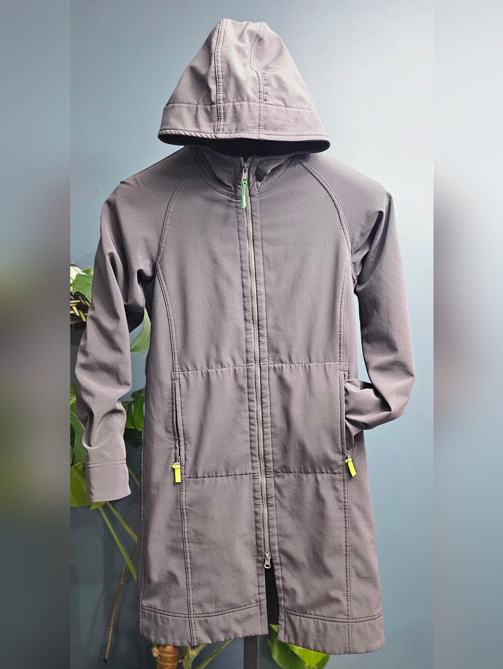 Lululemon Athletica Gray Hooded Long Zip Rain Jacket